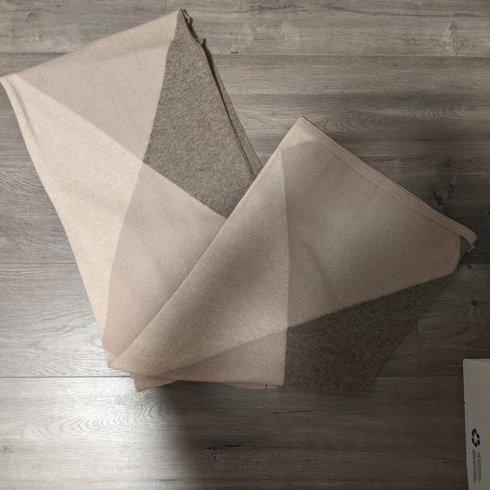 Neutral Colors Color Block Cashmere Scarf